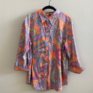 Orange Paisley Ralph Lauren Button Up XL
